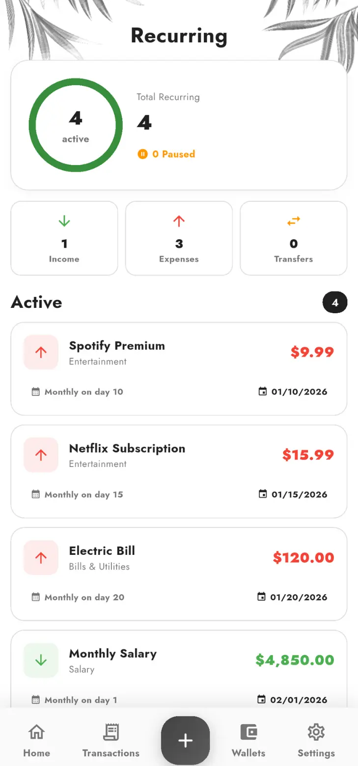 Recurring Transactions
